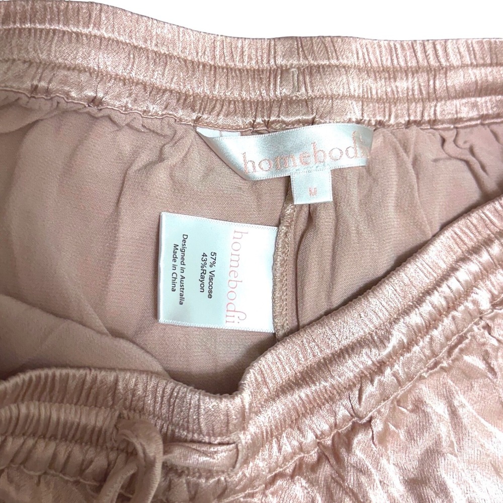 Homebodii Anthropologie Satin Pajama Shorts Pink Blush Rose Gold Medium M - Picture 5 of 6